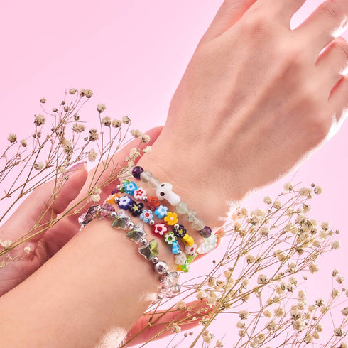 Fluorite | .925 Sterling Silver | Firefly Glass Mushroom Gemstone Bracelet